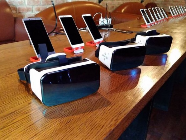 LeEco phones and 3D VR sets displayed at an event in India LeEco phones and 3D VR sets displayed at an event in India