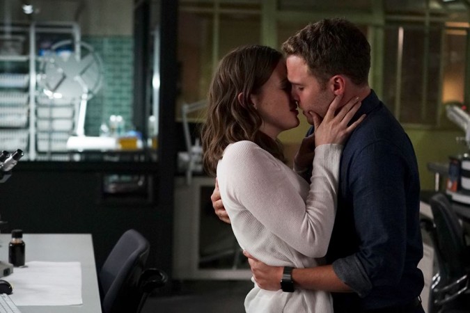 Simmons and Fitz sharing a romantic moment