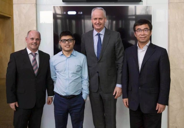 (From left to right) Prof. Hans Georg Engel, Liu Hong, Hubertus Troska and Ding Lei at LeEco Beijing HQ (From left to right) Prof. Hans Georg Engel, Liu Hong, Hubertus Troska and Ding Lei at LeEco Beijing HQ