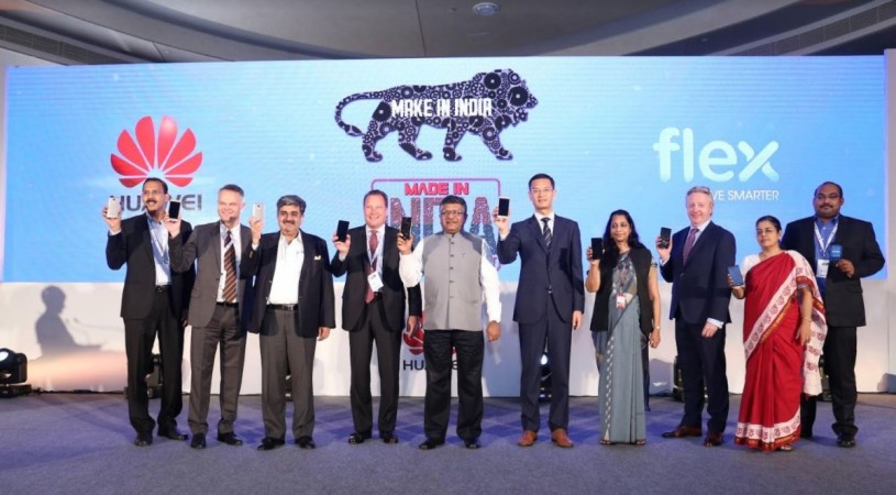 Ravi Shankar Prasad, Union Minister, Information & Technology, Law and Justice (Centre) along with ministry officials, Huawei India CEO Jay Chen, Jeff Reece, head of Flex Telecom segment, and members of Huawei India and Flex leadership team at the announcement of Huawei India's partnership with Flex Make in India: Huawei opens smartphone manufacturing unit in the country