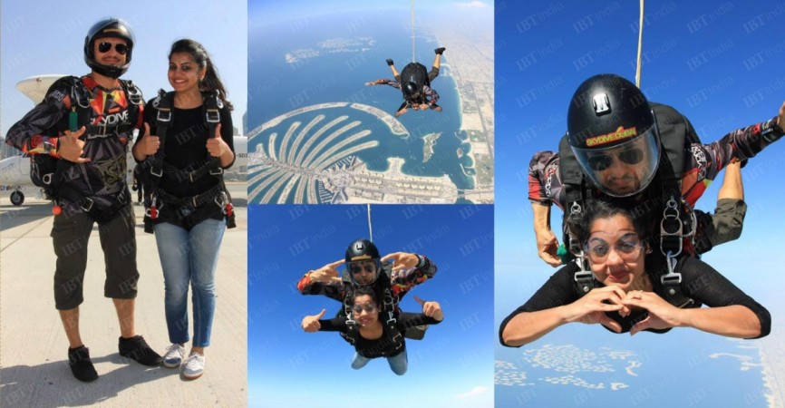 Meera Nandan performing skydiving Meera Nandan performing skydiving