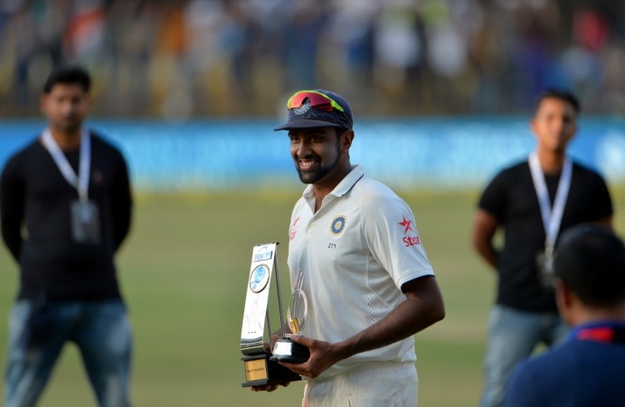 India's R Ashwin during the presentation ceremony after winning the third Test match against New Zealand in Indore r ashwin