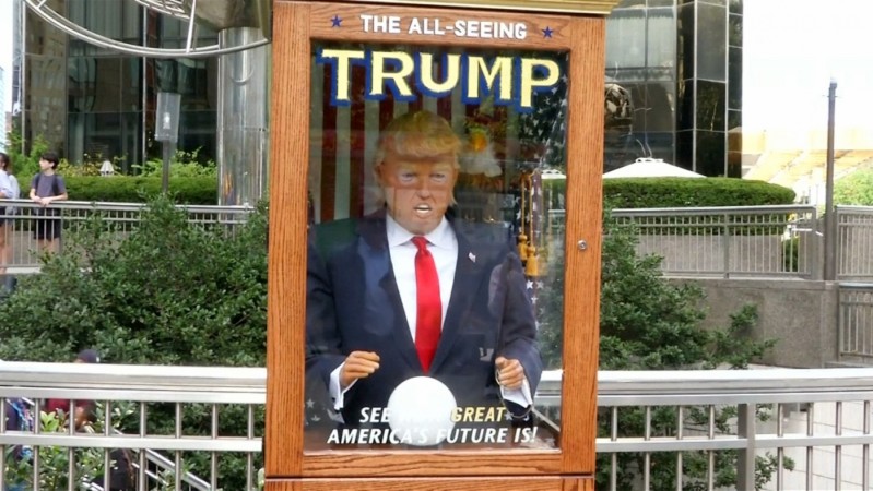 Fortune-telling Donald Trump appears on the streets of New York