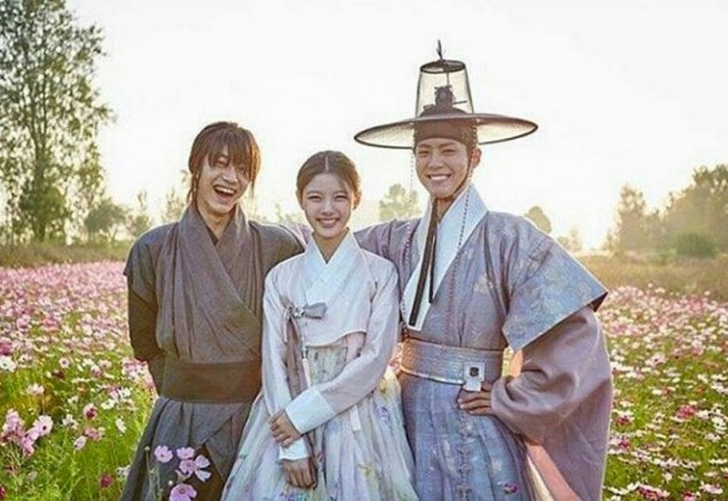 Pictured: The cast of Moonlight Drawn by Clouds. Moonlight drawn by clouds