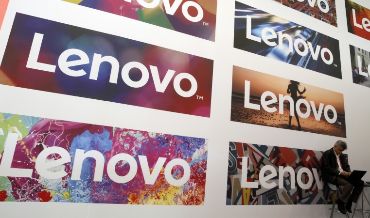 Lenovo's logos during the Mobile World Congress in Barcelona
