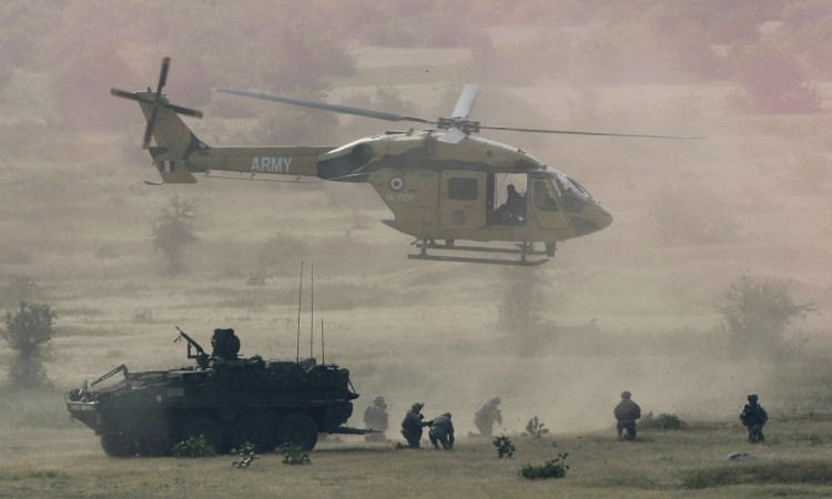 Three Indian Army soldiers fall from Dhruv chopper during rehearsals Three Indian Army soldiers fall from Dhruv chopper during rehearsals