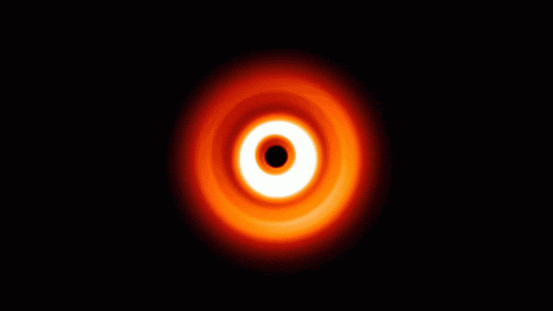 Animation of Hubble's observations showing shadow around the young star TW Hydrae. NASA, Hubble telescope,