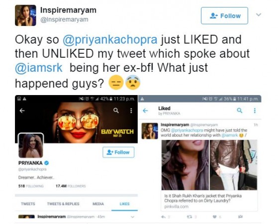 Priyanka Chopra referred to Shah Rukh Khan as her ex?