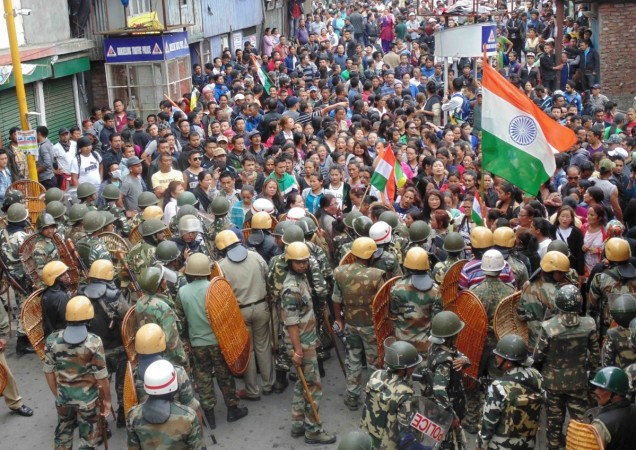 Gorkha Janmukti Morcha (GJM) supporters clashed with police during a Gorkha Janamukti Morcha (GJM) indefinite shutdown in the northern Bengal hills; in Darjeeling on June 17, 2017. Darjeeling