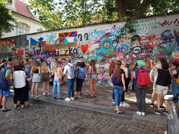 The John Lennon Wall in Prague, the Czech Republic. The John Lennon Wall in Prague
