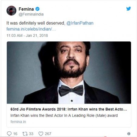 Irfan Pathan Posts Hilarious Reply After Magazine Offers Him Best Actor Award