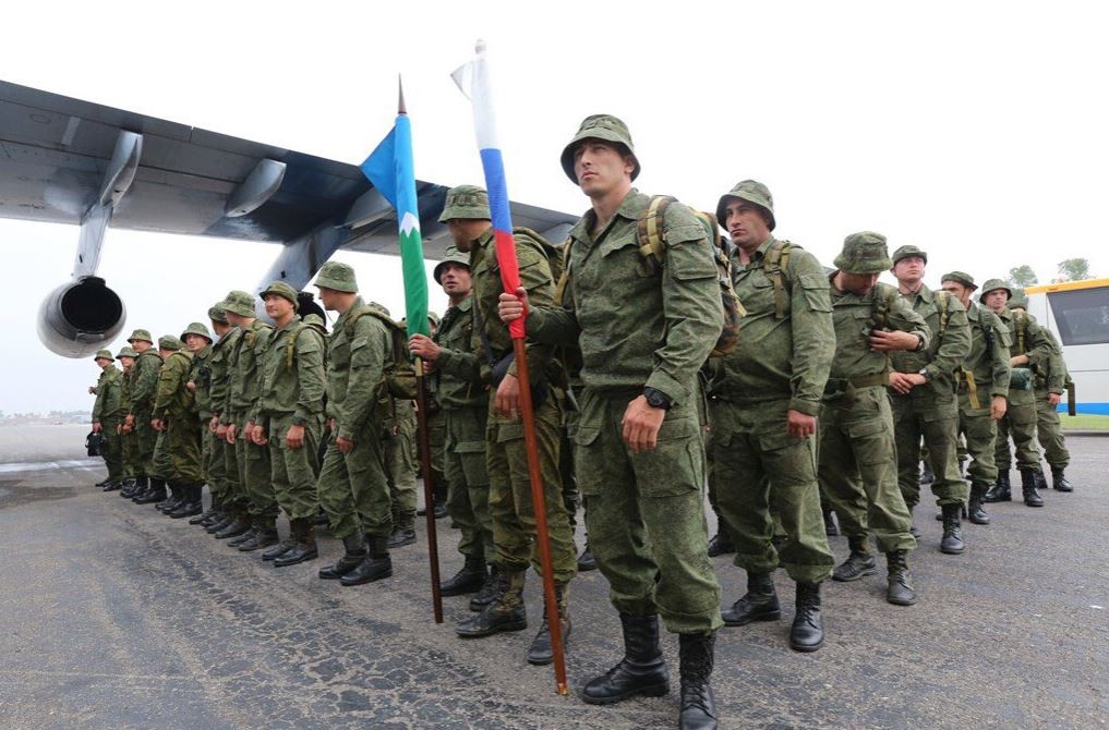 Russian soldiers line up after arriving in Pakistan for the first-ever Druzhba-2016 joint military exercises. Russia-Pakistan joint military exercises