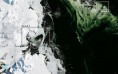 Mysterious green ice spotted by NASA in Antarctica's Granite Harbor region.