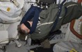 Astronaut Piers Sellers, STS-132 rests in his sleeping bag on the middeck of the space shuttle Atlantis in this photo provided by NASA