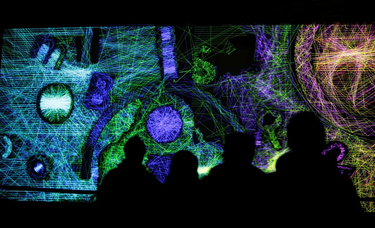 People watch the installation