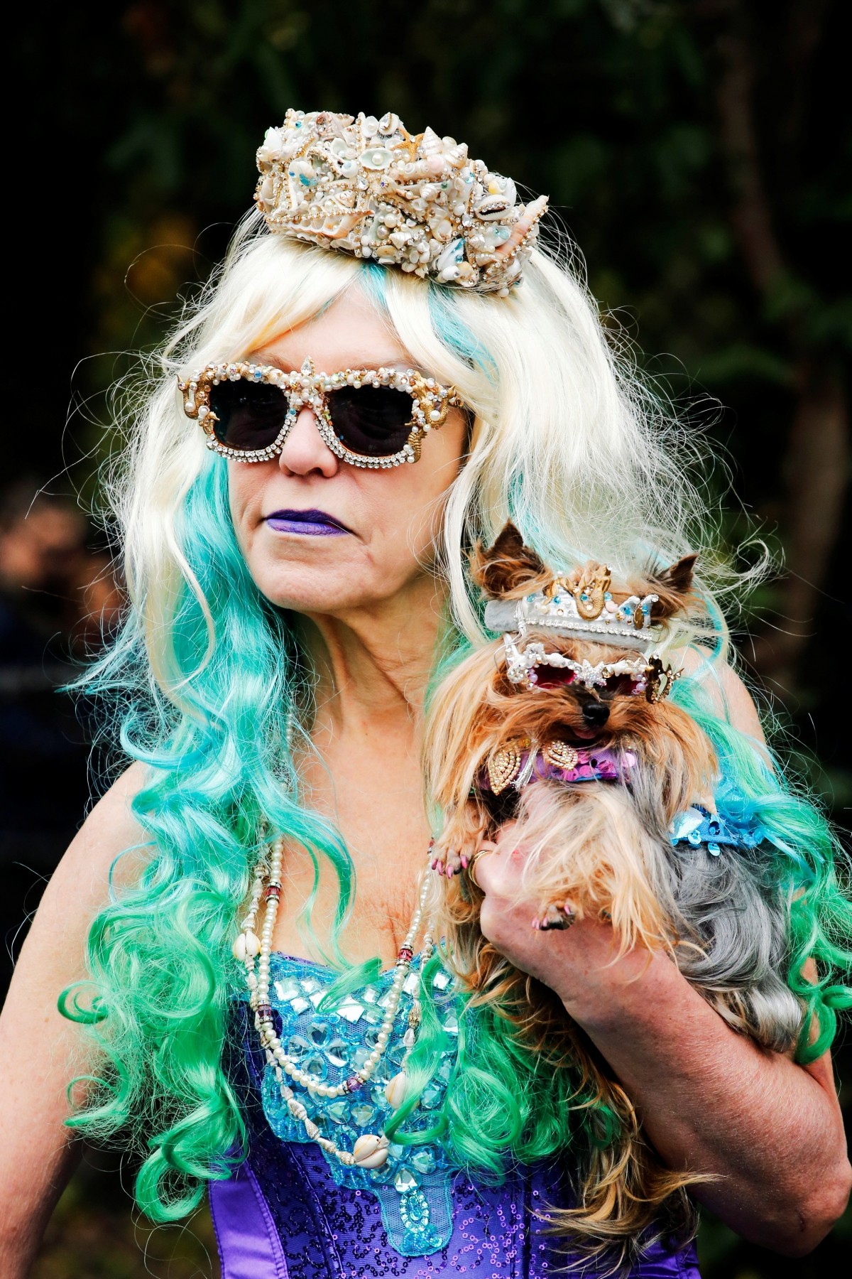 A reveller takes part in the annual halloween dog parade at Manhattan's Tompkins Square Park in New York, U.S. October 22, 2016.