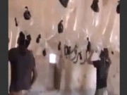 Isis video shows terrorists scattering inflated condom bombs into Syrian sky to target Russian jets