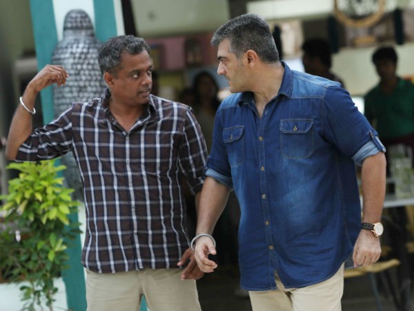 Gautham Menon with Ajith on the sets of 'Yennai Arindhaal' sets. Gautham Menon with Ajith