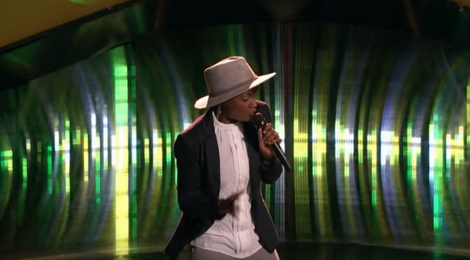 Vanessa Ferguson performing "Don't Let Me Down" by The Chainsmokers on The Voice Season 12.
