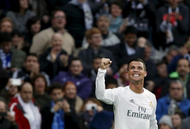 Real Madrid forward Cristiano Ronaldo celebrates after scoring the winner against Real Sociedad Cristiano Ronaldo Real Madrid