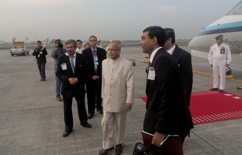 The Union Finance Minister, Pranab Mukherjee arrives at Ninoy Aquino International Airport, Manila, Philippines to attend the 45th Annual Meeting of the Board of Governors of Asian Development Bank (ADB) on May 04, 2012. The Week That Was (PHOTOS)