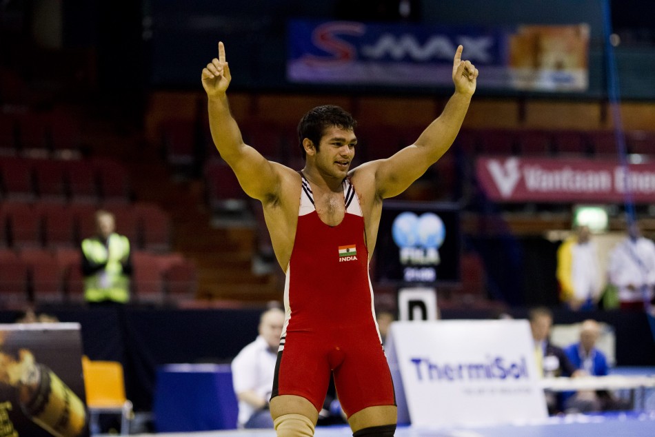 Narsingh Pancham Yadav of India celebrates after he won the men's 74kg freestyle weight class during the Vantaa Cup finals in Vantaa May 4, 2012. The Week That Was (PHOTOS)