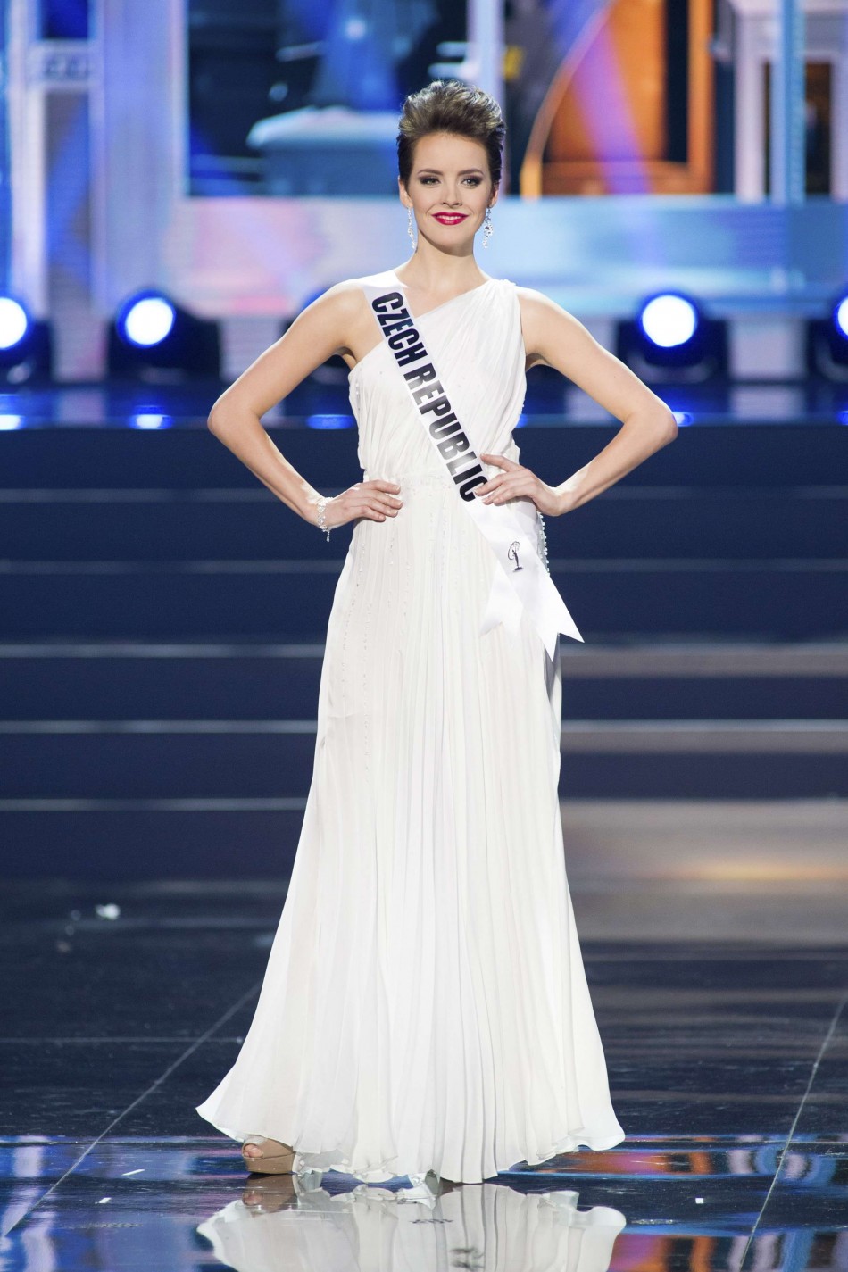 Gabriela Kratochvilova, Miss Czech Republic 2013, competes in her evening gown during the preliminary competition Miss Universe 2013