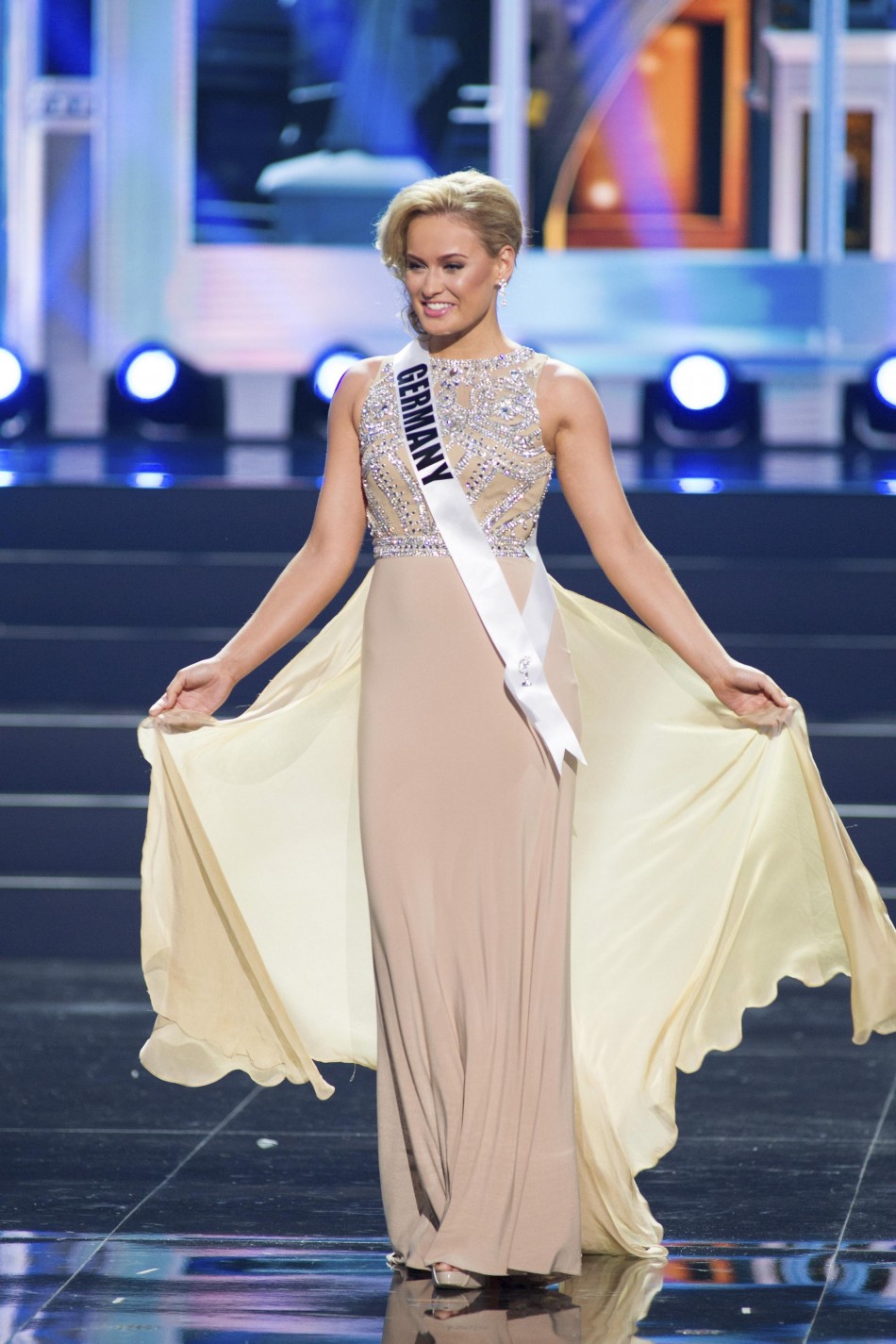 Anne Julia Hagen, Miss Germany 2013, competes in her evening gown during the preliminary competition Miss Universe 2013