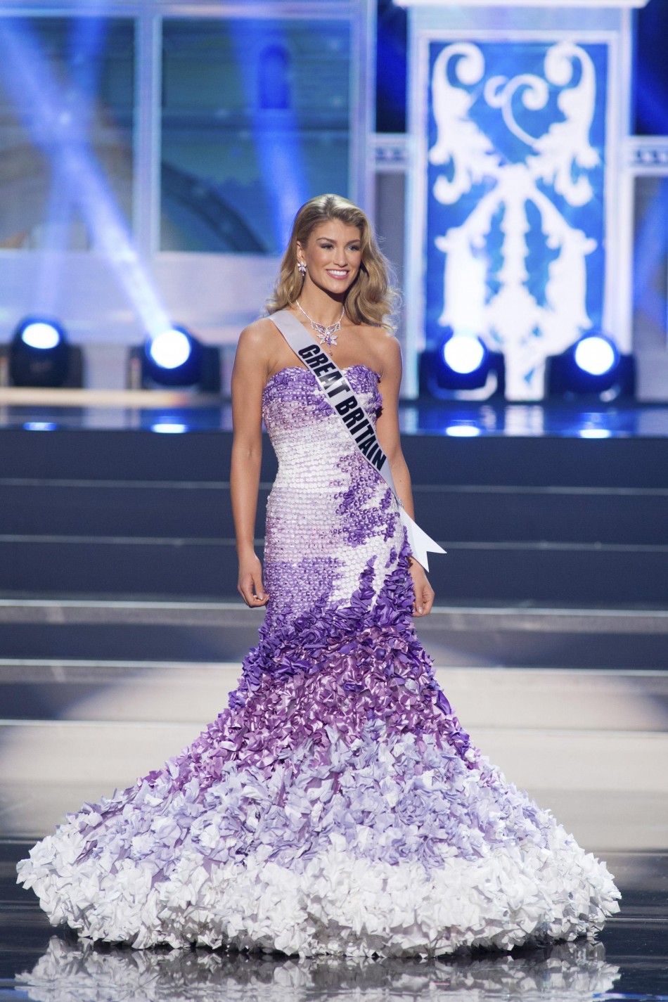 Amy Willerton, Miss Great Britain 2013, competes in her evening gown during the preliminary competition Miss Universe 2013