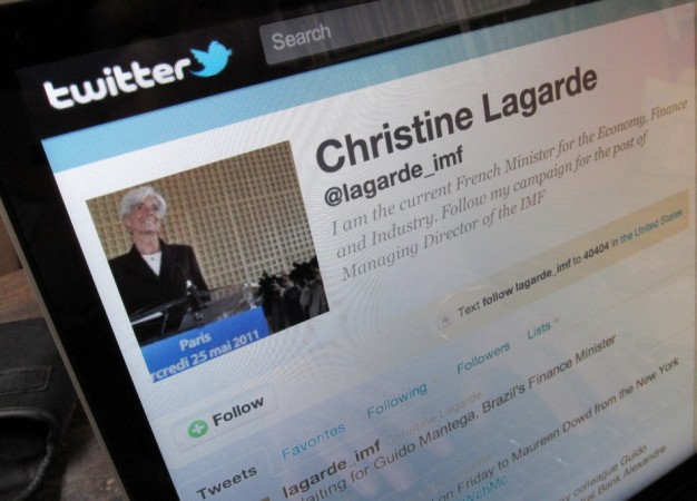 The twitter page of France's Finance and Economy Minister Lagarde is seen in this photo illustration on a computer screen in Paris