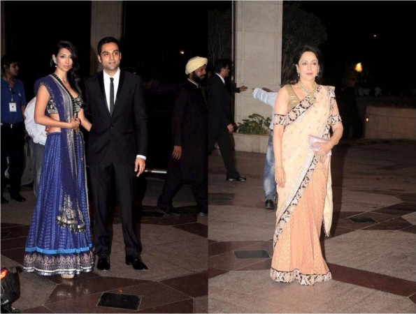Actress Hema Malini and Cousin Abhay Deol with Long time Girlfriend Preeti Desai at Esha Deol’s Sangeet Ceremony (Facebook/IIFA) Actress Hema Malini and Cousin Abhay Deol with Long time Girlfriend Preeti Desai at Esha Deol’s Sangeet Ceremony (Facebook/IIFA)