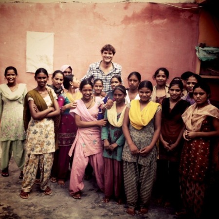 Hollywood actor Ashton Kutcher Spends Time With Girls at Delhi NGO Ashton Kutcher