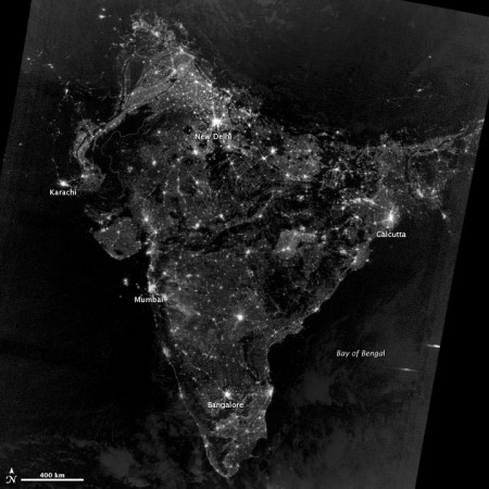 NASA Earth Observatory image by Jesse Allen and Robert Simmon, using VIIRS Day-Night Band data from the Suomi National Polar-orbiting Partnership (Suomi NPP). India during Diwali