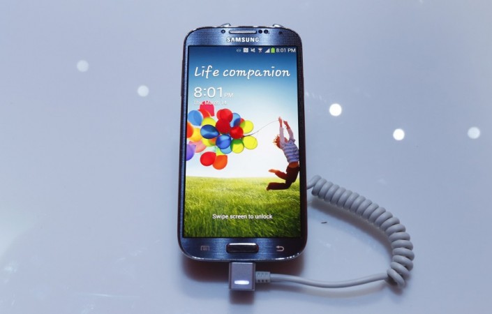 Samsung's latest Galaxy S4 phone during its launch at Radio City Music Hall in New York March 14, 2013 Samsung Galaxy S4