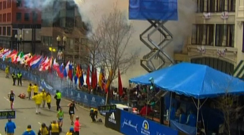 NBC still image taken from video shows an explosion at the Boston Marathon Boston Marathon