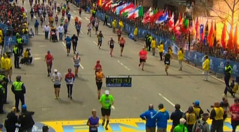 NBC still image taken from video shows an explosion at the Boston Marathon Boston Marathon