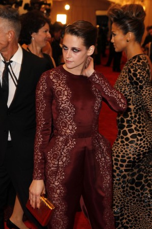 Actress Kristen Stewart arrives at the Metropolitan Museum of Art Costume Institute Benefit celebrating the opening of Kristen Stewart