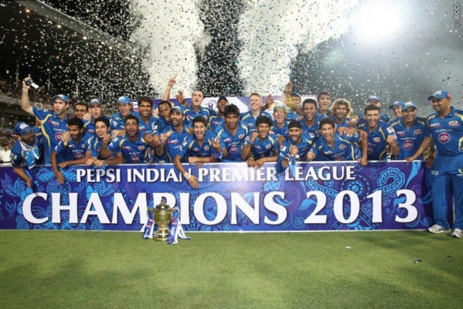 Mumbai Indians celebrate with the Pepsi Indian Premier League Trophy during the Final of the Pepsi Indian Premier League between The Chennai Superkings and the Mumbai Indians held at the Eden Gardens Stadium in Kolkata on the 26th May 2013 Mumbai Indians