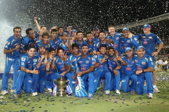 Mumbai Indians celebrate with the Pepsi Indian Premier League Trophy during the Final of the Pepsi Indian Premier League between The Chennai Superkings and the Mumbai Indians held at the Eden Gardens Stadium in Kolkata on the 26th May 2013 Mumbai Indians