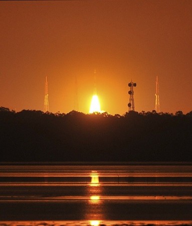 India's Polar Satellite Launch Vehicle PSLV-C22, carrying India's first navigation satellite system IRNSS-1A, lifts off from the Satish Dhawan Space Centre in Sriharikota PSLV-C22