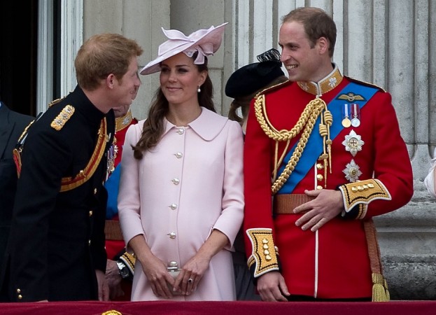 Prince Harry, Prince William and Catherine, Duchess of Cambridge stand on the balcony of Buckingham Palace after the Trooping the Colour ceremony in central London Prince Harry, Prince William, Duchess of Cambridge