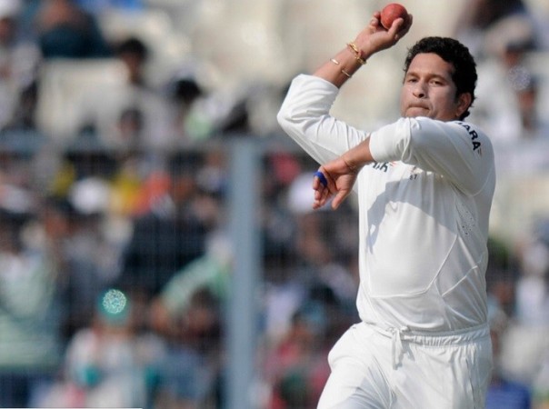 Sachin Tendulkar rolling his arm over against the West Indies. BCCI Official Website Sachin Tendulkar India