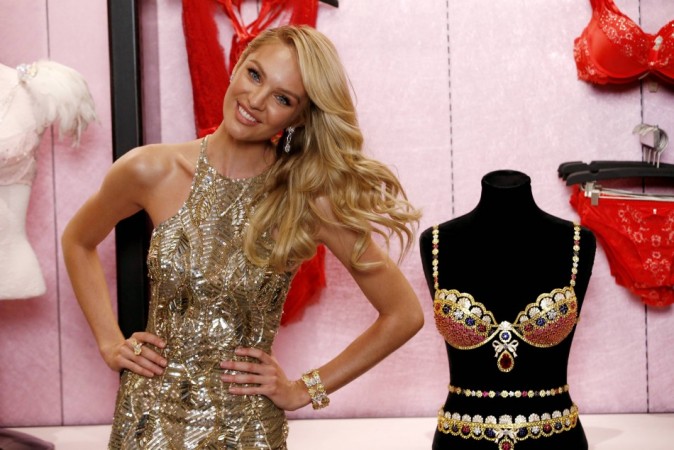 Victoria's Secret model Candice Swanepoel poses for photographers with the Royal Fantasy Bra gift set, valued at $10 million during a photo opportunity at the Victoria's Secret store in New York City Candice Swanepoel