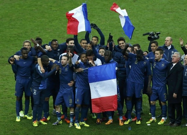 France players celebrate their victory over Ukraine, November 19. Reuters France