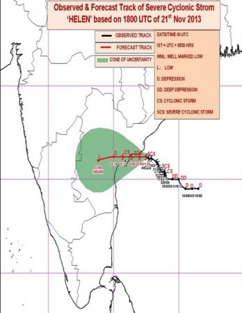 Forecast path of Cyclone Helen Forecast path of Cyclone Helen