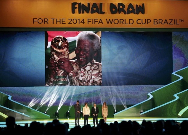 Brazilian President Rousseff, FIFA President Blatter, actor Hilbert and model Lima stand on stage during a tribute to former South African President Nelson Mandela at the draw for the 2014 World Cup. Reuters Mandela World Cup Draw