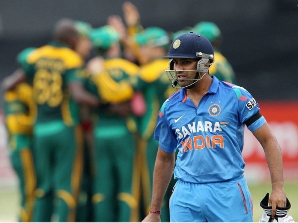 Rohit Sharma walks back to the pavilion after being dismissed by Lonwabo Tsotsobe. BCCI Rohit Sharma India South Africa