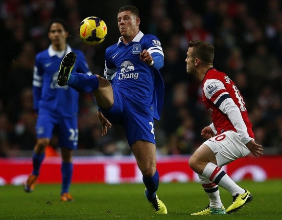 Everton midfielder Ross Barkley and Arsenal playmaker Jack Wilshere fight for possession. Reuters Ross Barkley Everton Arsenal Jack Wilshere