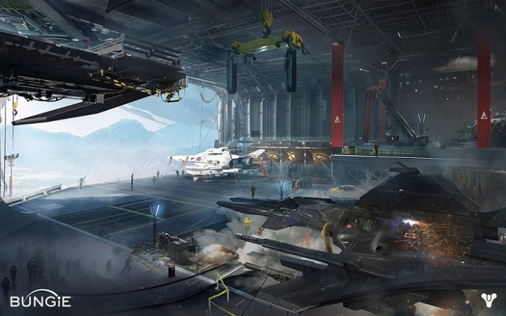 Spacecrafts in hangar. (Facebook) Destiny