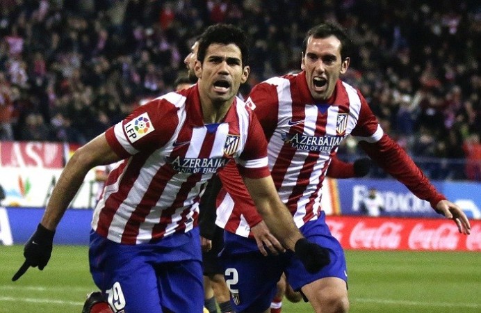 Atletico Madrid striker Diego Costa celebrates after scoring against Levante in La Liga, December 22, 2013. Reuters Diego Costa Diego Godin Atletico Madrid
